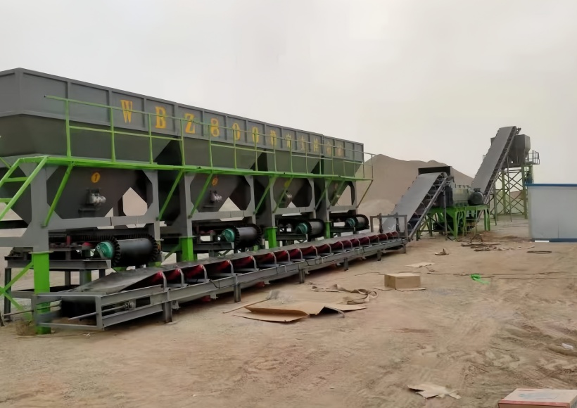 Eco-friendly WBZ800 stabilized soil mixing plant with enclosed structure and dust removal system.