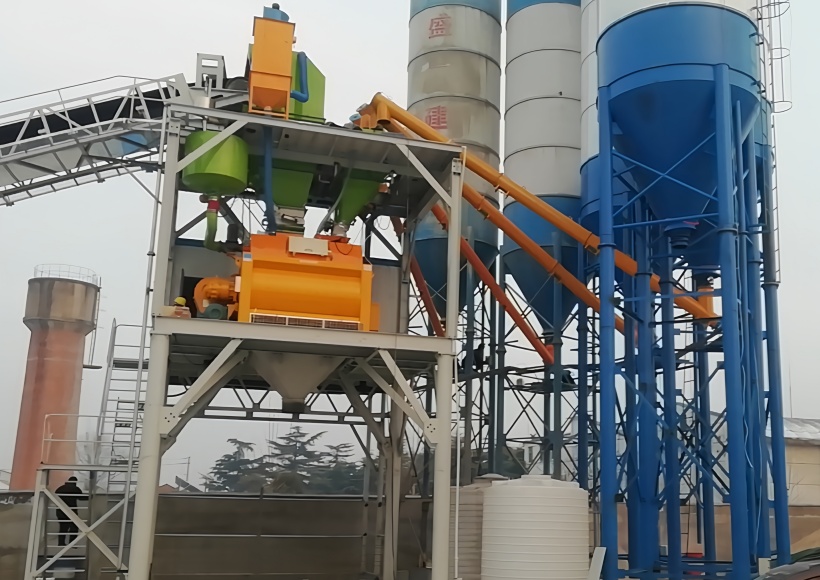 Implementation of a standard concrete batching plant construction plan featuring HZS equipment
