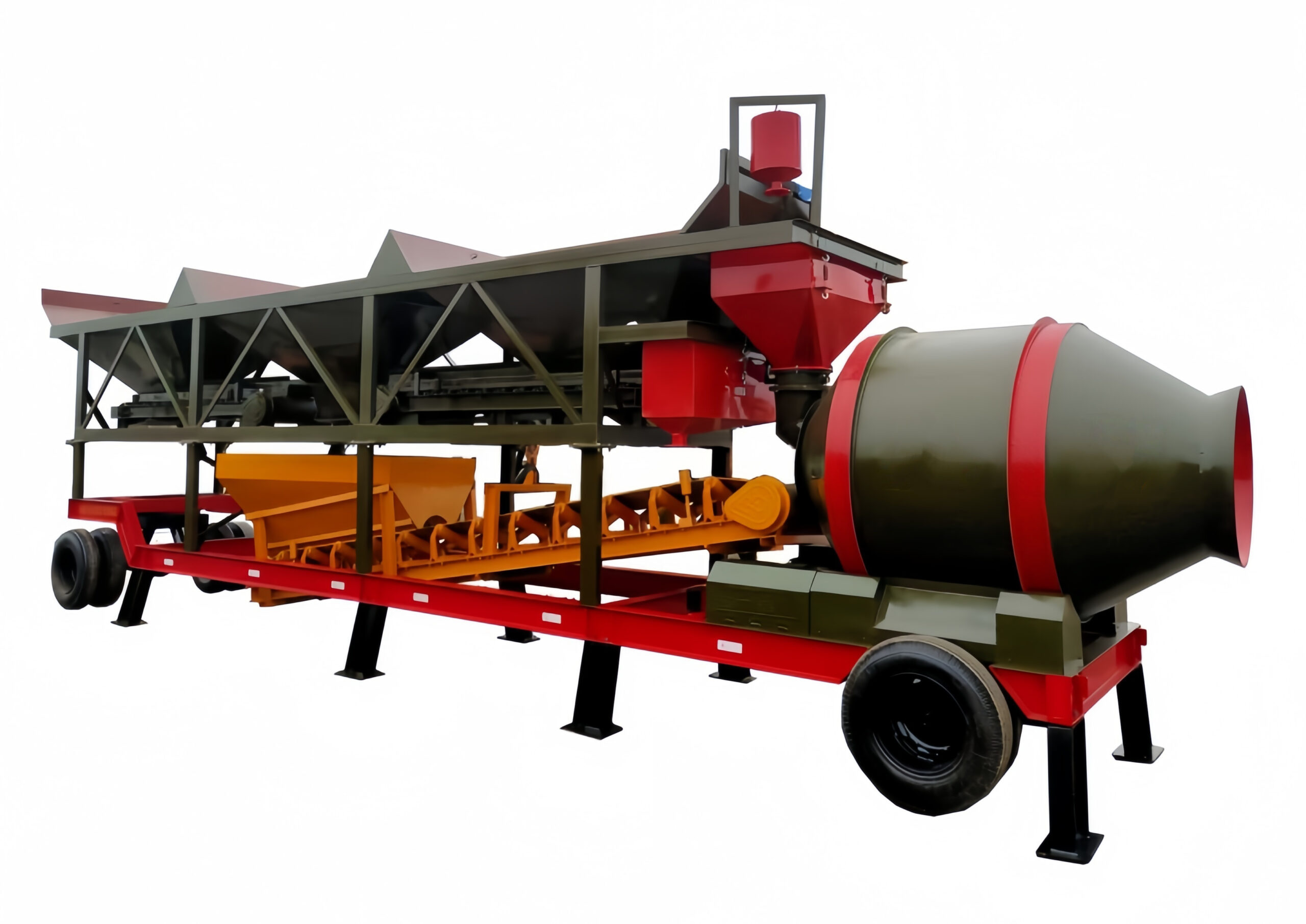 mobile concrete batching plant trailer-mounted unit