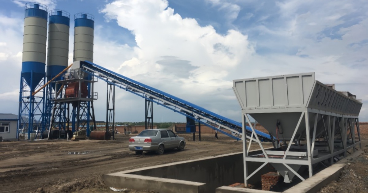 HZS60 concrete batching plant specifications — Tongxin HZS60 modular concrete mixing plant on site
