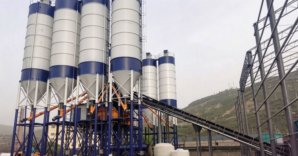 Tongxin Machinery HZS90 concrete batching plant with silos, belt conveyor and mixing system