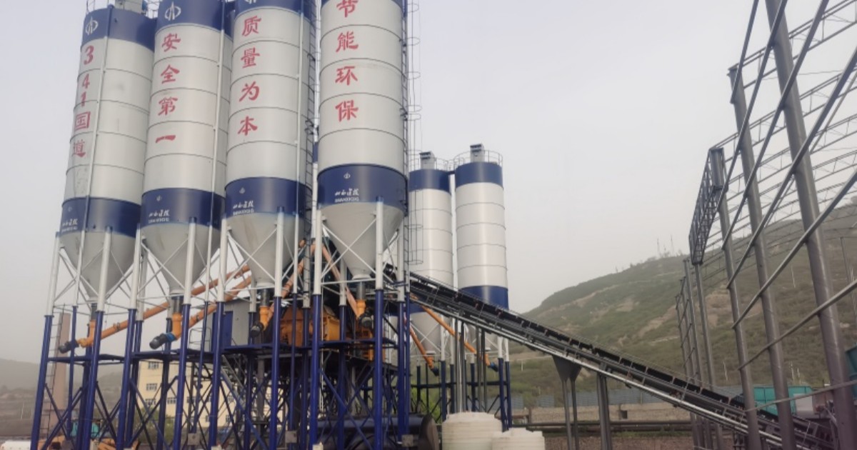 HZS90 concrete batching plant manufactured by Tongxin Machinery, stationary ready mix concrete production equipment